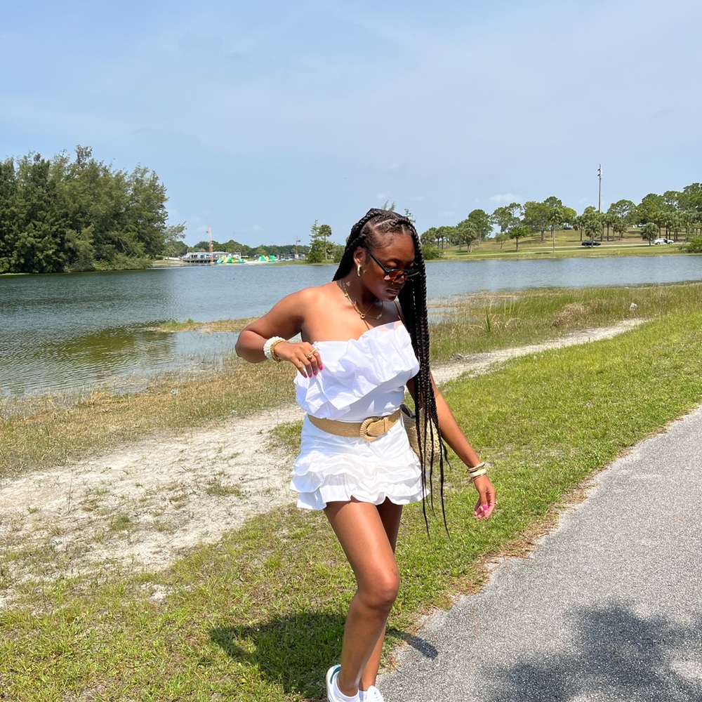 White Ruffled Women's Shorts